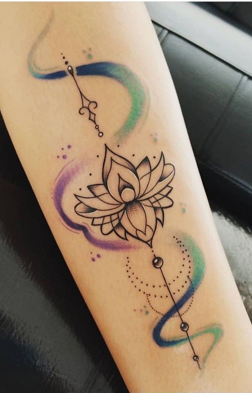 Unalome Lotus Tattoo 3