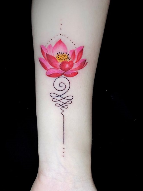 Unalome Lotus Tattoo 4