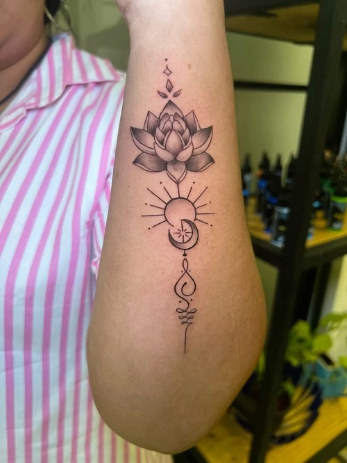 Latest Unalome Lotus Tattoo 1