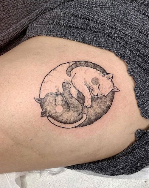 cute Sleeping Cat Tattoo 5