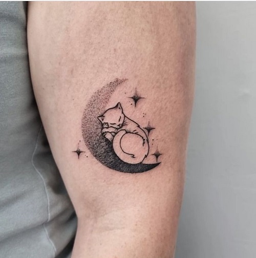 cute Sleeping Cat Tattoo 6