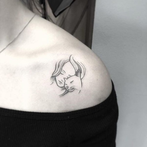 Adorable Sleeping Cat Tattoo 1