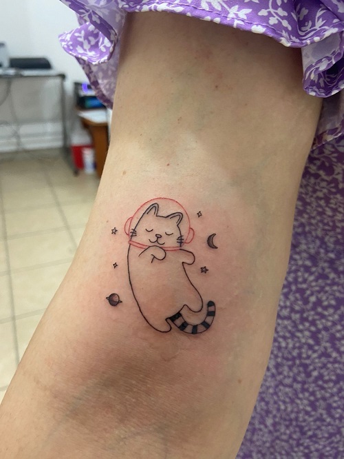 Small Sleeping Cat Tattoo 5