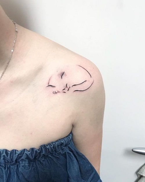 cute Sleeping Cat Tattoo 1