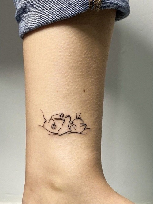 cute Sleeping Cat Tattoo 2