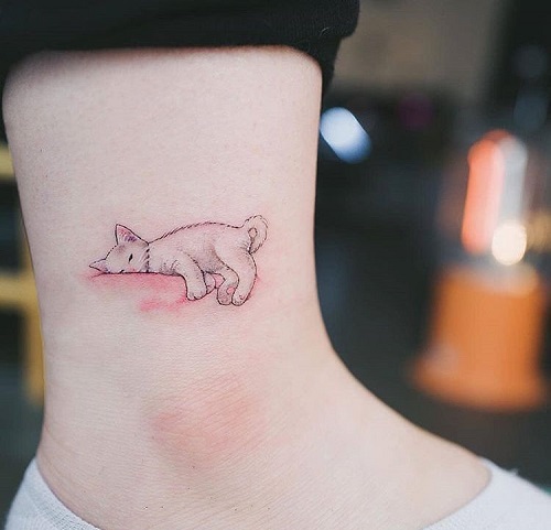 cute Sleeping Cat Tattoo 3