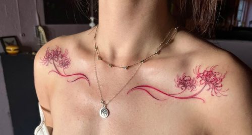Spider Lily Flower Tattoo3@