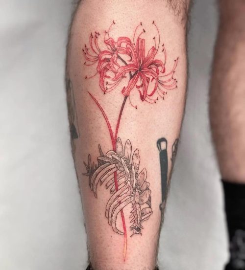 Spider Lily Flower Tattoo4