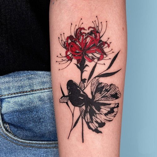 Spider Lily Flower Tattoo6