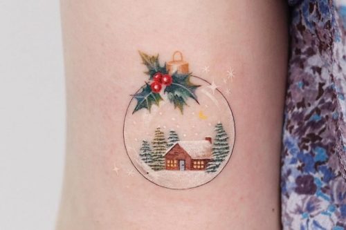 Minimal Christmas tattoo 11