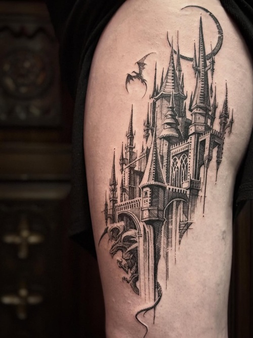 Gothic Castle Tattoo