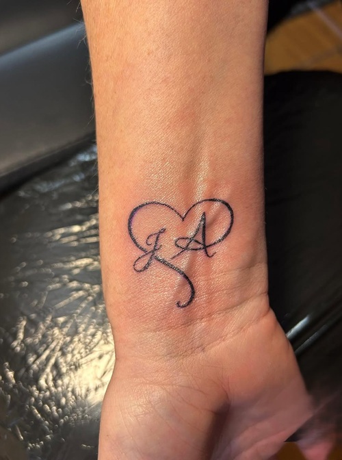 Heart With Initials Tattoo