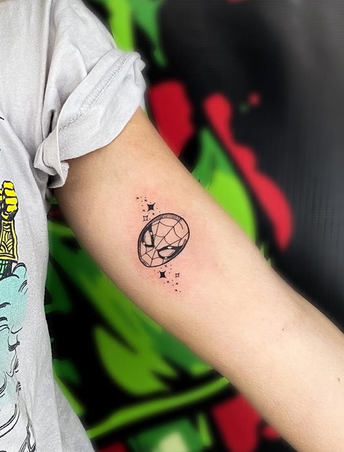 Spider man mask tattoo