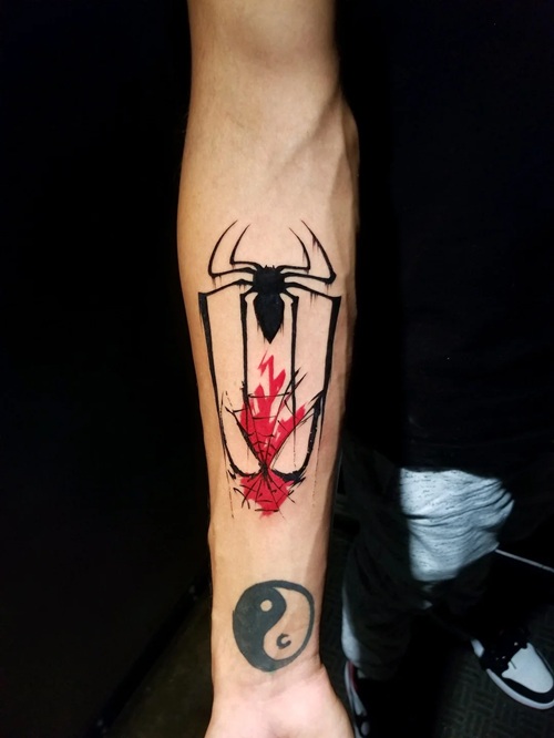 Red and Black Spider Tattoo