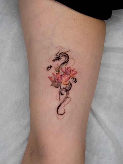 Modern abstract dragon tattoo