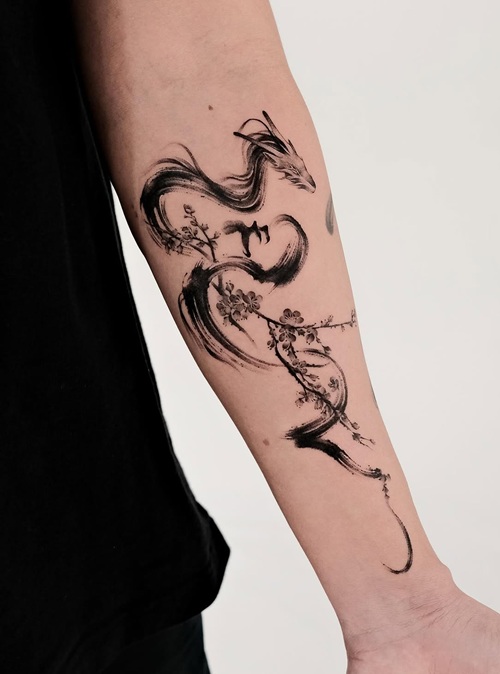 Intricate abstract dragon tattoo