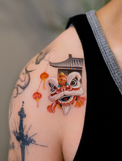 Fine Line Chinese Art Tattoos