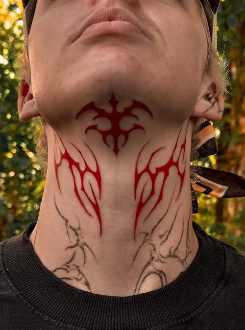 Traditional folk-inspired cyber tattoo