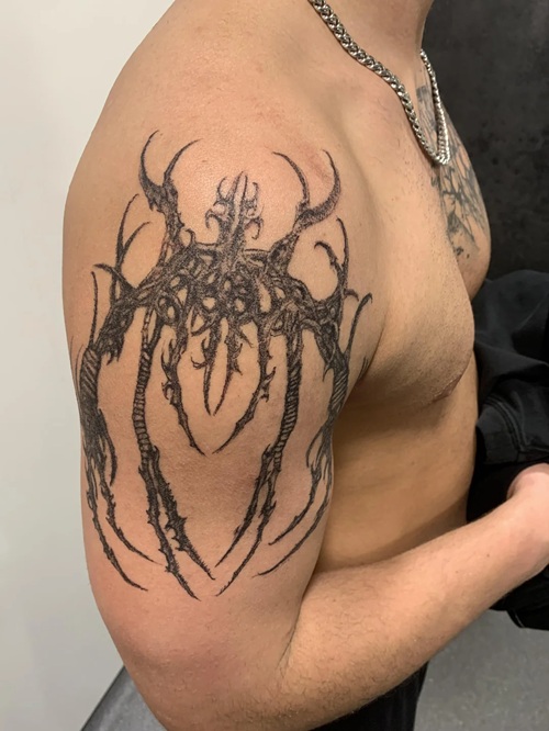 Traditional folk-inspired cyber tattoo