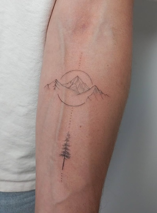 Mountain and nature tattoo