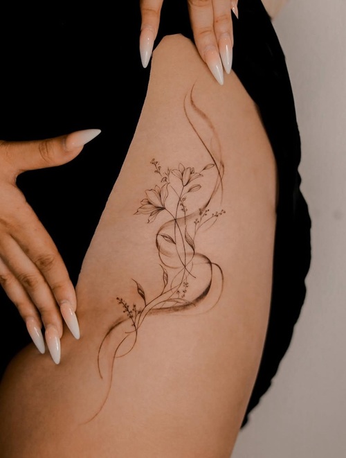 Botanical Hip Tattoo
