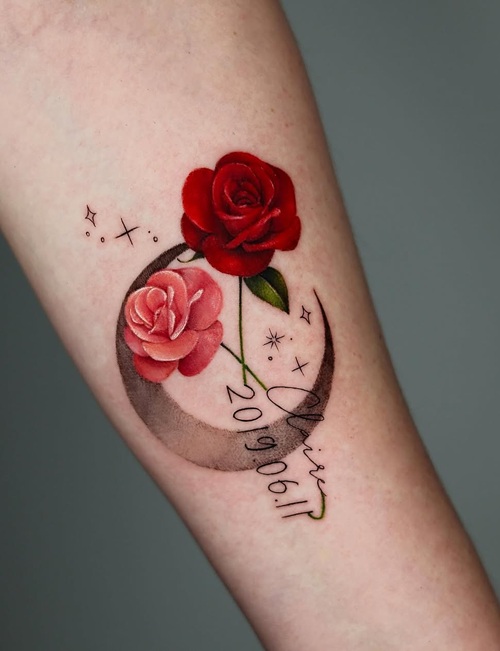 Rose moon tattoo design