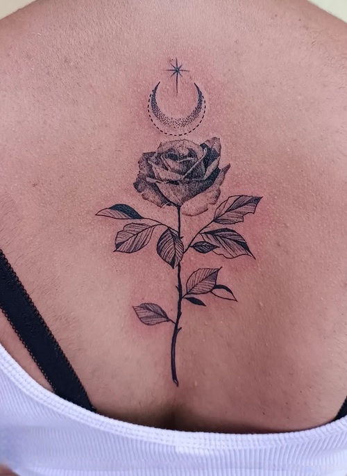 Floral moon tattoo