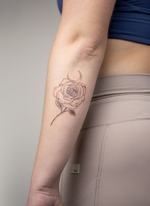 Rose moon tattoo design