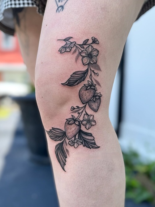 Delicate Strawberry Vine Tattoo