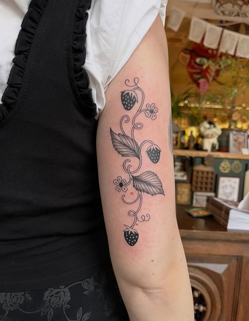 Cute Strawberry Vine Tattoo