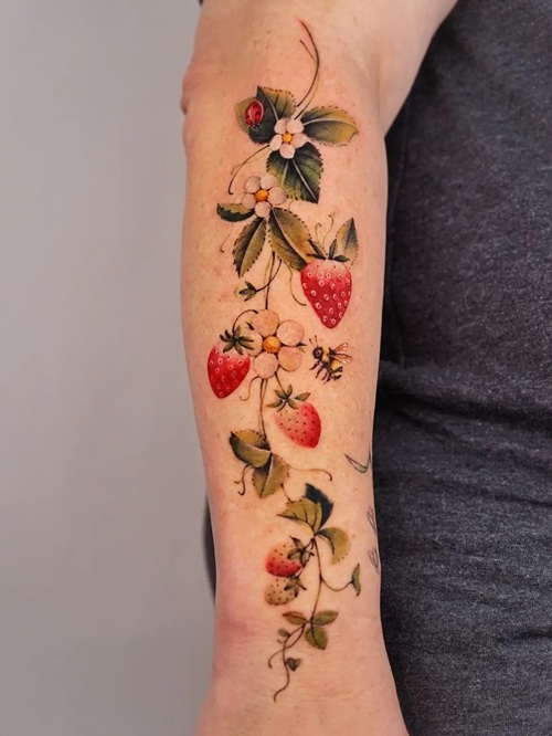 Strawberry Plant Tattoo Design