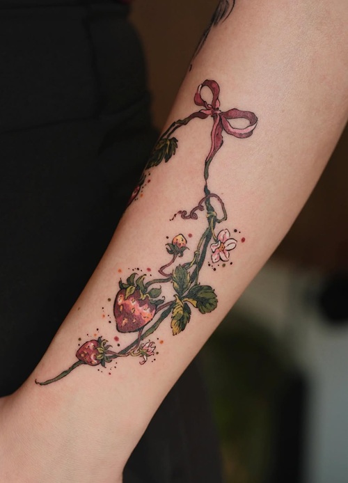 Small Strawberry Vine Tattoo