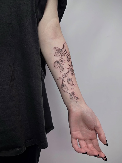 Cute Strawberry Vine Tattoo