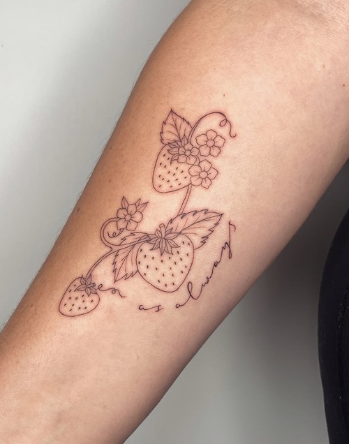 Strawberry Plant Tattoo Design