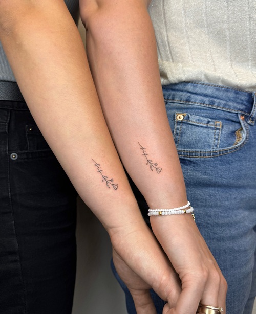 Delicate Matching Tattoos for Siblings