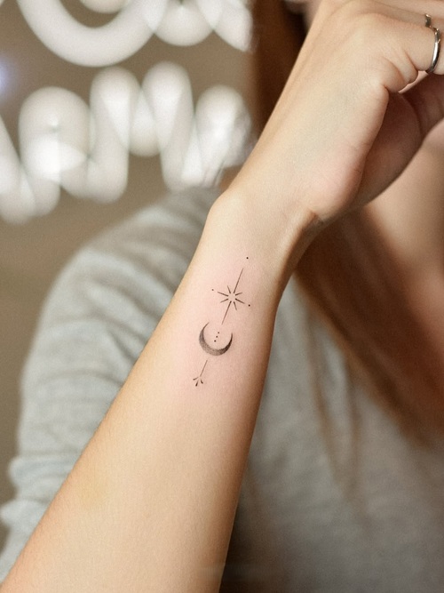 Moon With Stars Tattoo