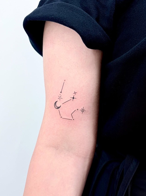 Moon With Stars Tattoo