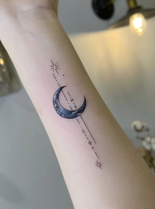 Small Moon and Star Tattoos